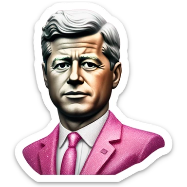 Pink ombre statue of JFK with glitter  sticker