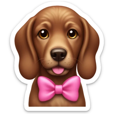 Brown dog with pink bow sticker