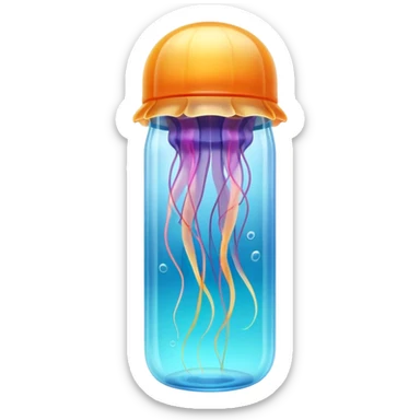 sea jellyfish, plastic bottle sticker