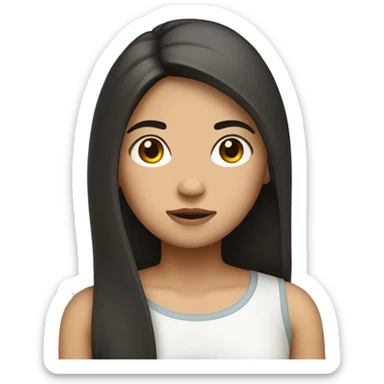 filipino girl with long straight hair and thin eyebrows sticker
