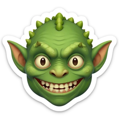 goblin with warts, crooked teeth sticker