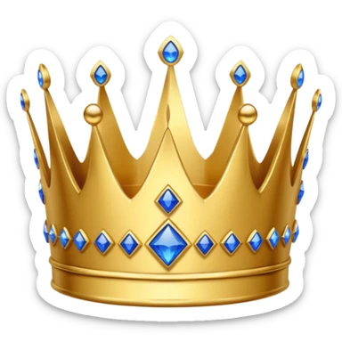 crown emoji, simple, gold, shiny, with only blue jewels sticker
