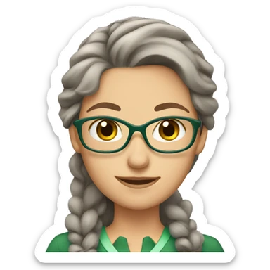 brown/grey haired green eyed female teacher sticker