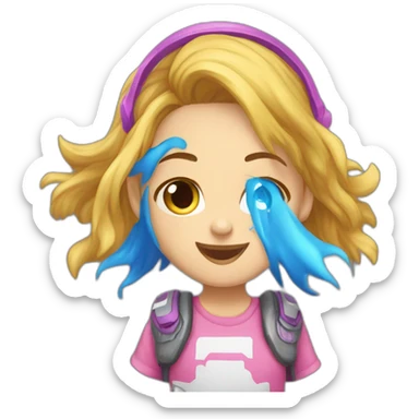 niña gamer parada sorprendida sticker