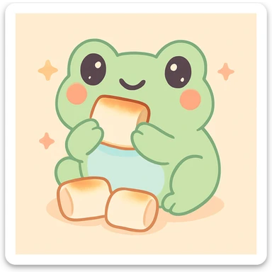 Make the marshmallows roasted, keep the kawaii style with cute and charming features, soft pastel colors, and adorable expressions. sticker