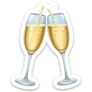 Three champagne glasses, clinking sticker