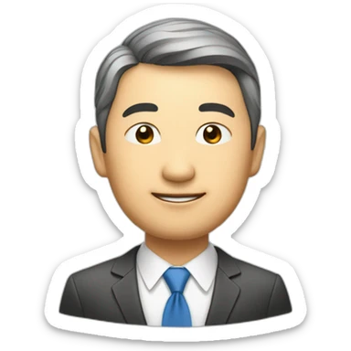 Middle-aged Asian male investment manager，background with Stock chart,Half-length portrait sticker
