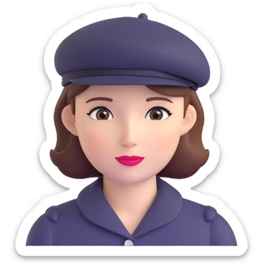 Parisian woman wearing a beret hat sticker