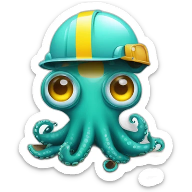 octopus avec casque de chantier sticker