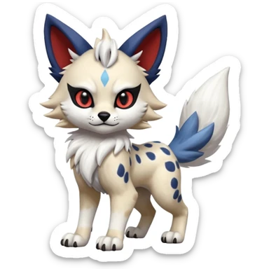 Cool edgy cute adorable hyper-realistic badass Serval-Lycanroc-Absol-Fakémon-hybrid-creature (full body)  sticker