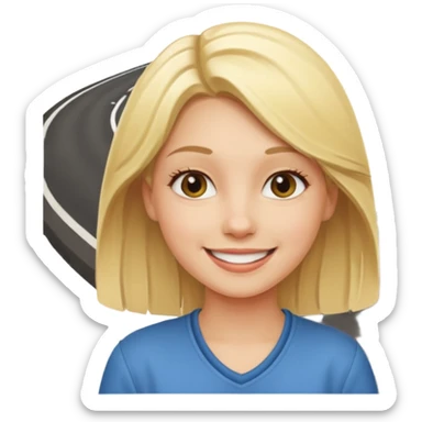 generate an emoji a blond girl next to a roadkerb sticker