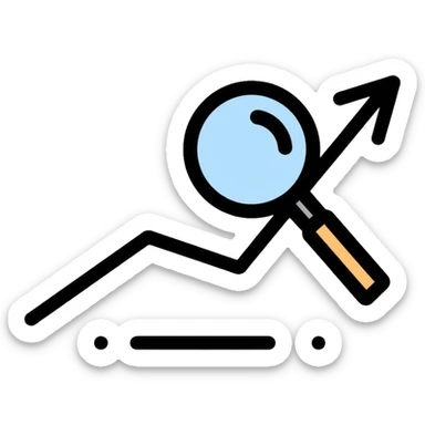 simple magnifying glass over a descending chart line sticker