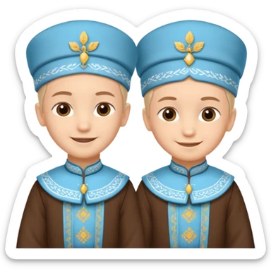 Crimean Tatar children in traditional dress, standing side by side sticker
