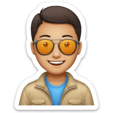 Photorealistic Chinese tourist wearing sunglasses sticker