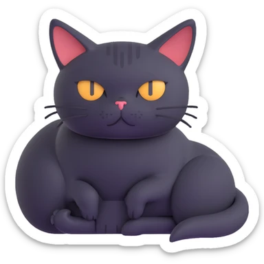 a cat with sleepy eyes, relaxed posture, simple background sticker