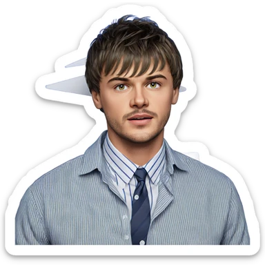 striped shirt portrait of man sticker