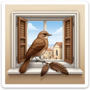 nightingale on open window sill sticker