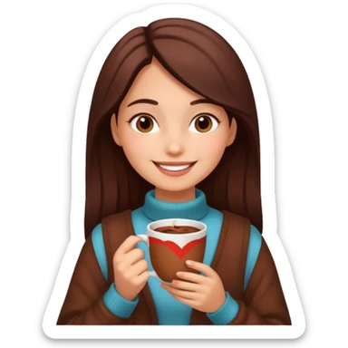 Home vibes, and girl with cacao in hands sticker