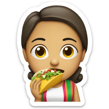 Female mexican eats taco sticker
