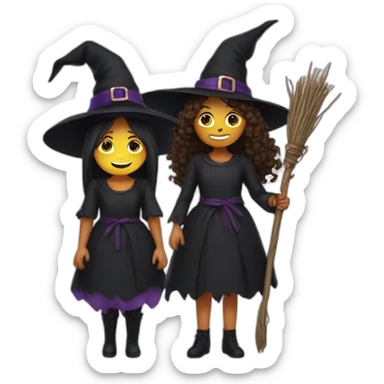 Witch with her bestie sticker