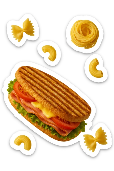 panini e pasta fluttuano in aria  sticker