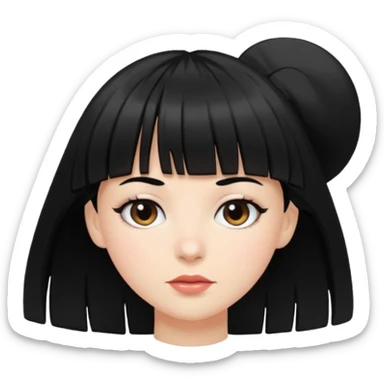 White girl black hair and bangs sticker