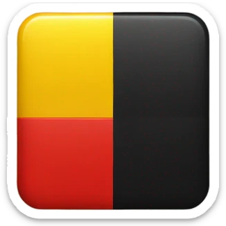 a black and red rectangle with a medium-sized yellow circle in the middle sticker