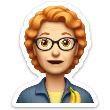 Grandma with red hair with a banana  sticker