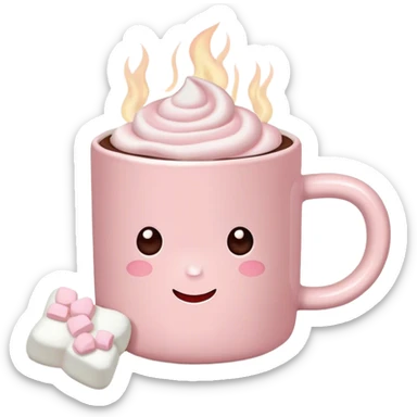 Light Pink mug of hot chocolate with marshmallows  sticker