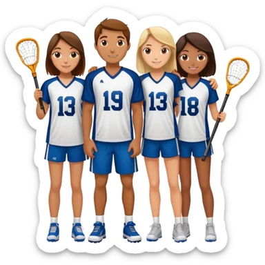 A lacrosse player and his girl friends standing next to eachother sticker