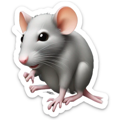 rat sits at macbook sticker