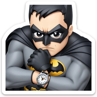 Batman looking stressed at his watch sticker