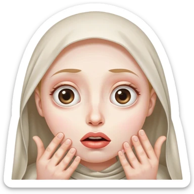 Huge, glossy eyes and slightly downturned lips, begging for something ridiculous. sticker