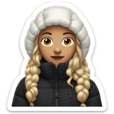 White burgundy haired Girl wearing black northface parka sticker