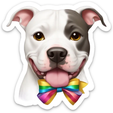 pitbull dog with bows sticker