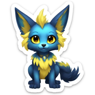 Anthro-Edgy-Cool-Blue-Yellow-Contrast-Colors-Fantasy-Fur-Sona-Chibi-Shiny-Fakémon-Hybrid full body sticker