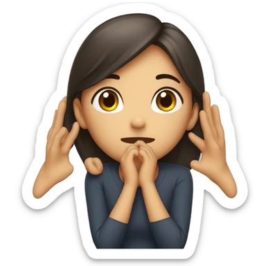 a person holding her ears and begging for forgiveness  sticker