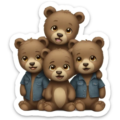 3 cute bears siblings  sticker