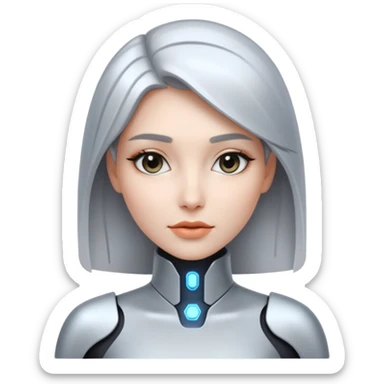 mach mir ein emoji von einer Frau in dr Zukunft. in 100 jähren, sie soll sehr technologisch aussehen. sticker