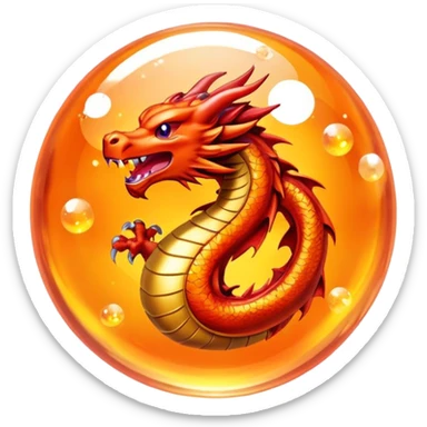 Orange crystal Dragon Ball with red stars inside, inspired by Dragon Ball anime sticker