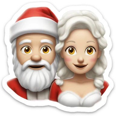 Hyper Realistic pale Santa Claus and Mrs claus sticker