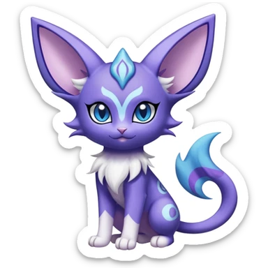 Shiny Exotic Cute Adorable Majestic Espeon-Purrloin-Delcatty-Meowstic-Hybrid-Creature with pattern-markings sticker