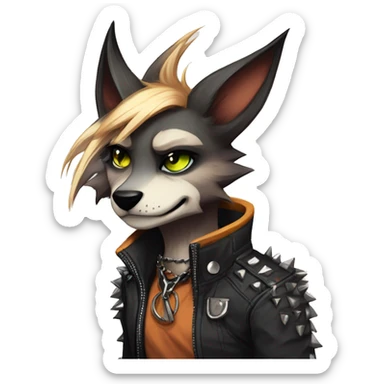 cool edgy animal fursona by griffsnuff & LiLaiRa & Falvie with badass colors and a spiked collar full body sticker