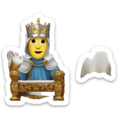 king baldwin IV raising his hand with mask sitting on throne sticker