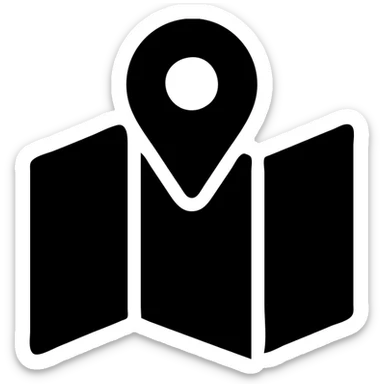 solid filled map with a pin icon sticker