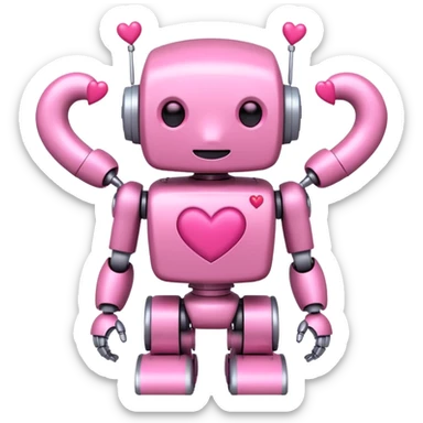 cute pink robot with hearts pink sticker