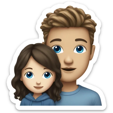 White boy with blue eyes kiss brunette girl  sticker