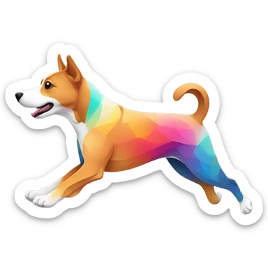 Vector art of a dog running made of vector multicoloured gradient shapes abstract shapes vector art sticker