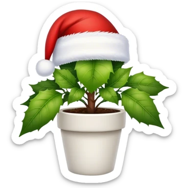 plant wearing a Santa Claus hat  sticker