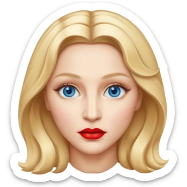 Madonna with blue eyes, red lip sticker